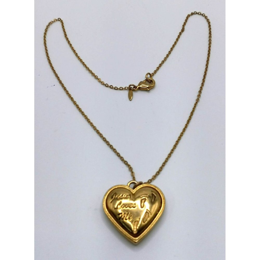 Vintage Avon It Was Then That I Carried You Heart Pendent Gold Tone Necklace‎